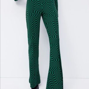 Green and Black 70s Print Pants